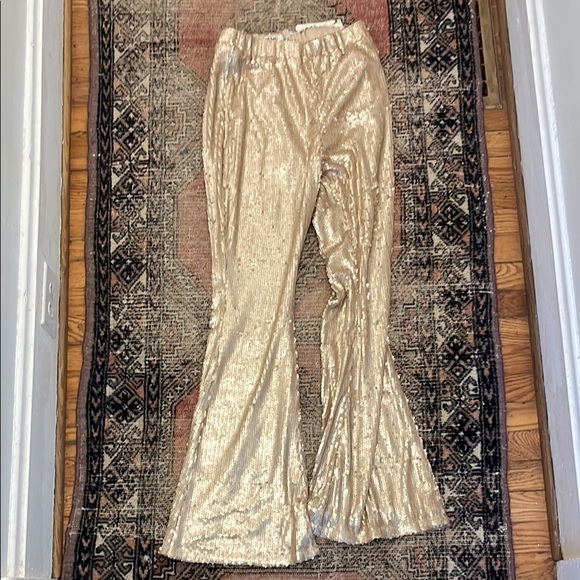 one above Pants - Gold Sequin Flare Pants